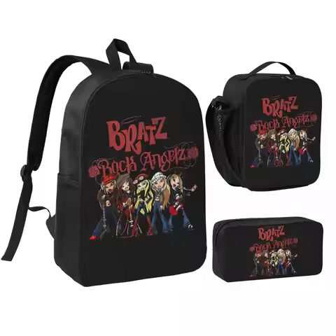 Bratz Rock Angelz Group Shot Backpack Student BookBag School Bag Shoulder Bags 3ps Insulated Lunch B