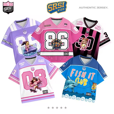 2026 New 3D Print Casual Summer Kids Boys Girls Gamer Roblox RBLX Blocky Avatar Number Graphic V-Nec