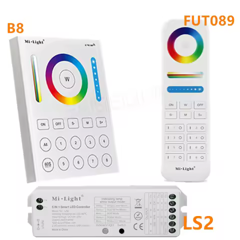 Mi Light 2.4G Wireless 8 Zone RF Dimmer FUT089 Remote B8 Touch Panel Wall-mounted RGBWW LS2 5 in 1 L