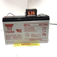 Yuasa Battery NP7-6 6V 7Ah + Digital Volt Meter