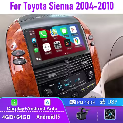 9" 4+64GB For Toyota Sienna 2004-2010 Wireless Android Carplay Car Stereo Radio Reverse Image FM AM