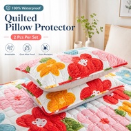 2 Pcs Quilted Pillow Case Waterproof Luxury Pillow Protector 20X30 Inches Anti-Mold Pillow Cover
