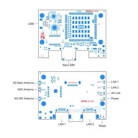 4G Router Board 4G Industrial Gateway with LAN Port and WiFi LTE Wireless Router PCBA