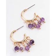 Lovisa Gold Tone Semi Precious Amethyst Cluster Earring