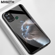 Case For Realme 7i C17 7 5G 7 Pro Phone Smooth Glass Earphone Cute Cat Pattern