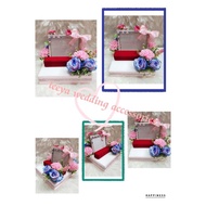 gubahan frame mas kahwin c/w bekas rantai tangan(blue pink white)