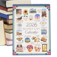 2026 Bucket List Calendar 2026 Desk Calendar Art Watercolor Monthly Calendar Monthly Calendar Planne