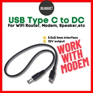 USB Type C to DC 5.5x2.1mm 12V Power Cable Converter Adapter Line for Wifi Router Modem