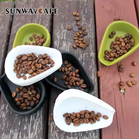 Silicone Coffee Beans Dosing Trays, Pure Coffee Bean Dosing Cup, White Ceramic Dosing Vessel, Spoon 