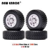 1.55 Plastic Beadlock Wheels Rims &amp; RC Rubber 78MM Tires 4Pc for