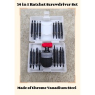 34 in 1 Ratchet Screwdriver Set Magnetic Precision Stubby Short Handle