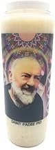Novena Prayer Candle in Glass 18 x 7 cm 100% Vegetable Burn Time 9 Days 216 Hours (San Padre Pio)