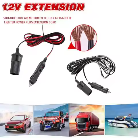 5M/2M Car Cigar Lighter Plug 12V Extension Cable Adapter Light Supplies Indicator Car Line With Char