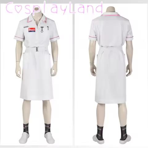 White Nurse Suit Cosplay Costume Disguise Joker Nurse Costumes with Accessories Outfit Halloween Com