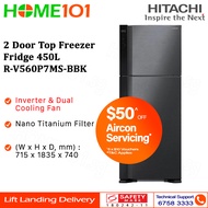 Hitachi 2 Door Top Freezer Fridge 450L R-V560P7MS