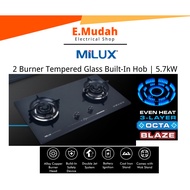 Milux 2 Burner 3 Burner Built-In Hob Tempered Glass 5.7kW x2 + 1.1kW x1 | MGH-8931 MGH-9021 MGH-S893