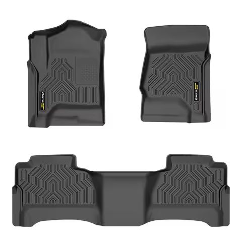 TPE Floor Mats Liners Fit For 14-18 Silverado/Sierra 1500 2500HD 3500HD Crew Cab