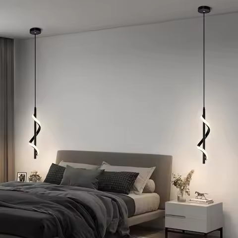 Lustre Bedside Rotating Chandelier Pendant Lights Lampara Colgante Techo Luminaire Suspendu Quarto C