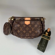 LV M44813 綠背帶老花五合一包