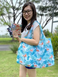 Tas belanja lipat wanita import jumbo tote shopping bag animal edition