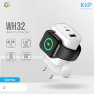 KiiP WH32 Adapter Charger 3in1 Fast Charging GaN6 22W USB-A+USB-C+iWatch Wireless Charging