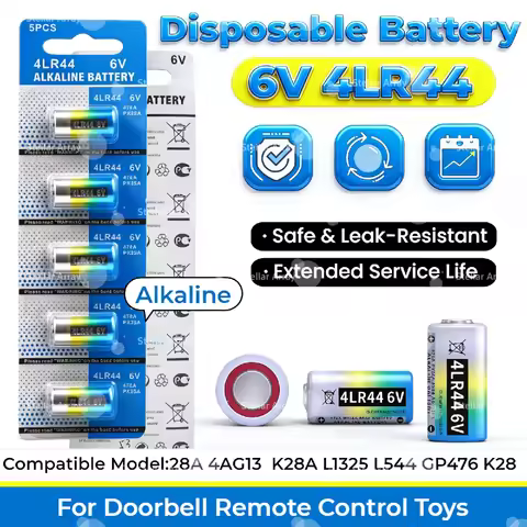 4LR44 6V Alkaline Battery Compatible with Shock Collars, Digital Cameras, Keyless Locks - Model A544
