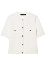 Nữ Tay Ngắn Đan Cardigan Cài Nút Áo Ba Lỗ Top Slim Fit Mùa Hè Áo Khoác Ngoài Crop Bolero Fairycore P