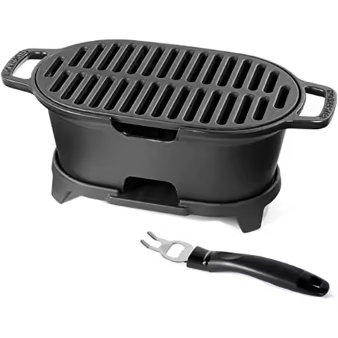 Mini 100% Cast Iron Hibachi Grill Tabletop Small Portable Charcoal Grill for Outdoor Camping Japanes