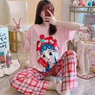 ✌◎New fashion Korean Cotton Sleepwear Pajama Set for Women Nightwear fot Adul Cartoon pajamas set co