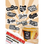 Customized coffee cup stickers waterproof custom milk tea cup labels logo Design Irregular QR Code S