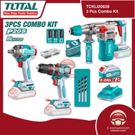 Total P20S 3PCS Cordless Combo Kit 28mm Rotary Hammer 66Nm Drill 400Nm Impact Wrench 2x5.0Ah Battery
