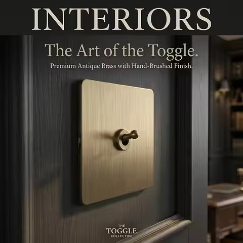 Luxury Antique Brass Brushed Toggle Switch Retro Metal Panel 1-4 Gang 2 Way Lever Wall Light Switch 