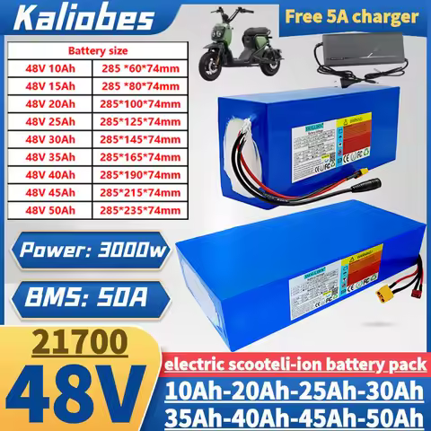 new 21700 48V 10Ah 15Ah 20Ah 25Ah 30Ah 35Ah 40Ah 45Ah 50Ah Lithium battery pack 3000W High-power lit