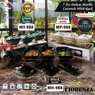 FIORENZA 7pcs buffet set with lid + shelf marble duluxe series ceramic premium casserole set with ra