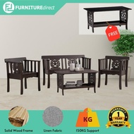 [FREE COFFEE TABLE] Furniture Direct DACIA Solid Wood 112 Seater Sofa Set kayu 123 set sofa kayu