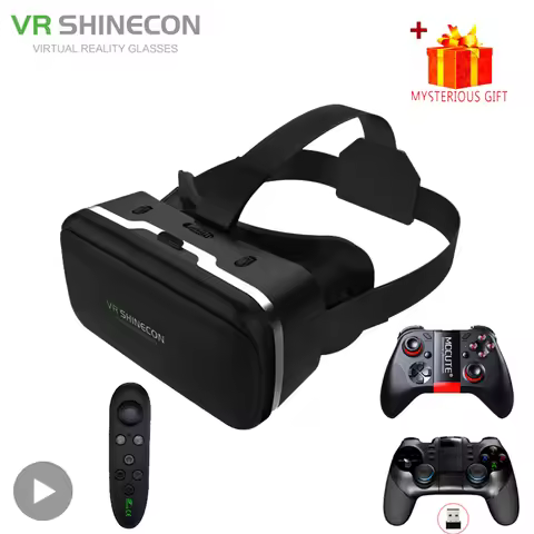 Shinecon VR Glasses 3D Virtual Reality Headset Devices Viar Helmet Goggle Lenses Smart For Phone Cel