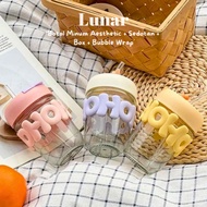 AESTHETIC CHILDREN'S DRINKING BOTTLE, HOHO GLASS TUMBLER, FREE STRAW & BOX