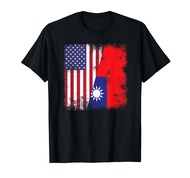 Half Taiwanese Flag | Vintage Taiwan USA Gift T-Shirt