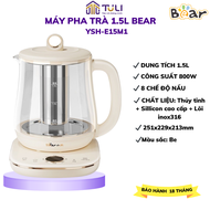 Ấm Đun Pha Trà Siêu Tốc Mini Đa Năng Bear YSH-E15M1 Dung tích 1.5L Công suất 800W Có lõi lọc Inox- B
