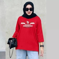 KAOS OVERSIZE WANITA 17 AGUSTUS LENGAN 7/8 ATASAN SERAGAMAN AGUSTUSAN