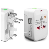 【SHX】-2PCS Universal Travel Adapter AC Outlet Converter with 2 USB Charging for USA EU UK AU