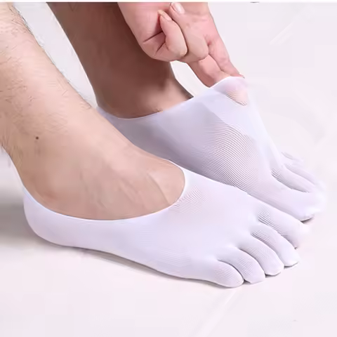 5 Pairs Men's Five Finger Invisible Silk Socks Summer Thin Breathable Stockings Plus Velvet Five Toe