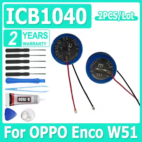 2Pcs/Lot NEW Battery 35mAh ICB1040 1040 for OPPO Enco W51 Wireless Bluetooth Earphones Bateria + Fre