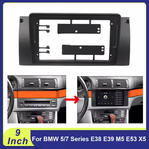 9'' For BMW 5/7 Series E38 E39 M5 E53 X5 2DIN Car Fascia Frame Adapter Canbus Box Decoder Android Ra