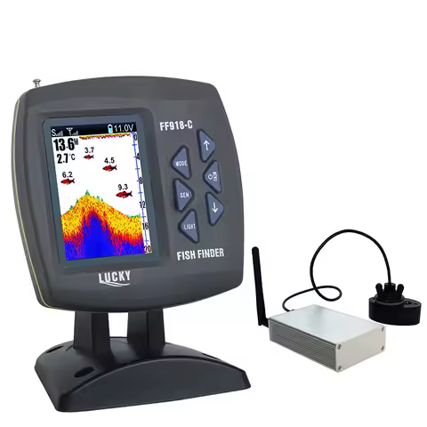 LUCKY FF918-CWLS New Wireless Fish Finder for Fishing Boats 980 ft Range 45 Degree Wireless Operatin