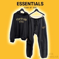 Fear of God ESSENTIALS Heavy Fleece ''STATE'' Black SS24 Hoodie Set, PLV Men's Fleece Set