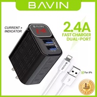 Bavin PC316 2.4A Permium Support 2 USB Port with Digital Display Fast Charger with 1 Meter Charging 