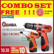 QUASA QLI-14CM2 CORDLESS IMPACT DRILL  + IMPACT SCREWDRIVER [COMBO SET]