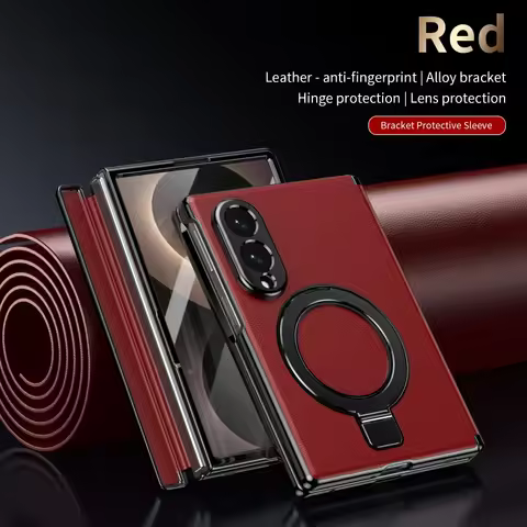 360 Rotating Ring Holder Protector For Samsung Galaxy Z Fold 8 wide Case SE W25 Real Leather Skin wi