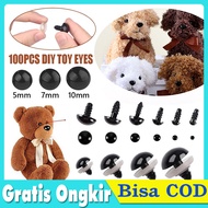 100Pcs Mata Boneka Amigurumi Bulat Hitam Tusuk Mata Boneka 5/7/10Mm Untuk Boneka Rajut / Beruang / Boneka Besar/Mata Boneka Kecil